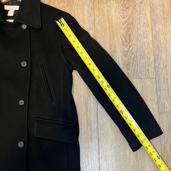 Vintage J.Crew Black Wool Peacoat | 90s Y2K Classic Double Breasted Coat size XS - Picture 8 of 11